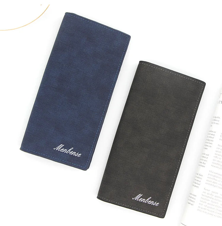 New Long Men Wallets Name Customized Long Clutch Bag Thin Men's Wallet Luxury PU Leather Card Holder Classic Frosted Male Purses