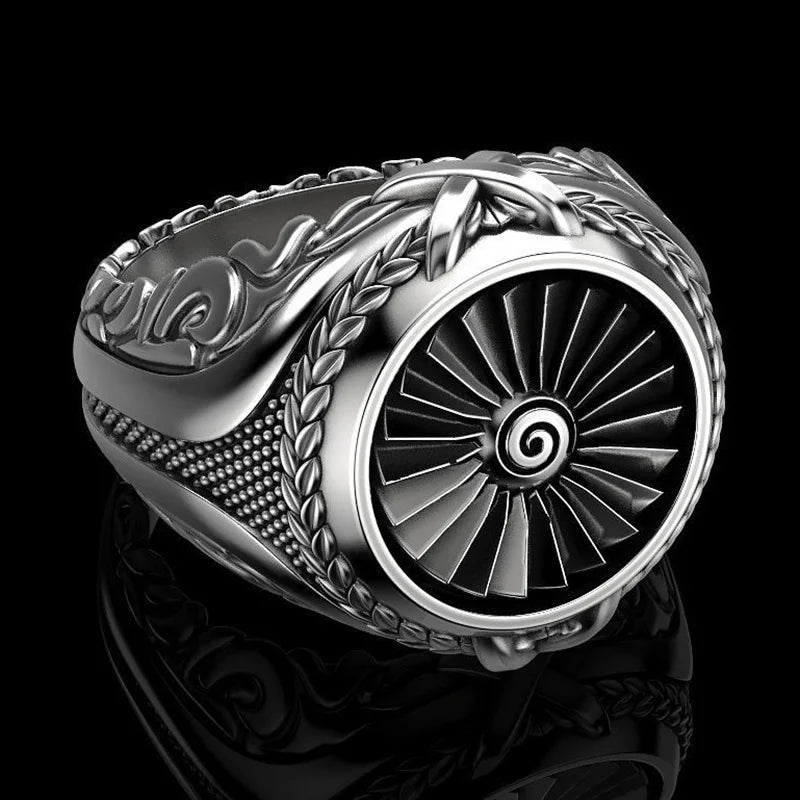 925 Sterling Silver Ring Punk Gear Men's 18K Gold Ring Party Wedding Glamour Jewelry Gift