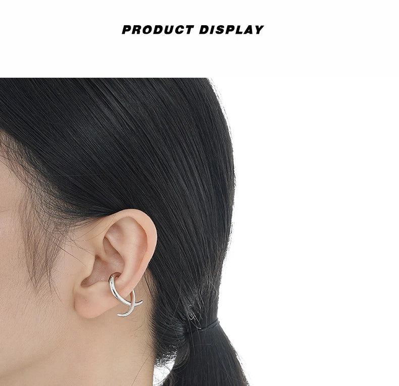 F.I.N.S 1PC Minimalist S925 Sterling Silver Geometric Ear Clip Without Piercing Q-Shape Ear Bone Buckle Gold Silver Open Earring