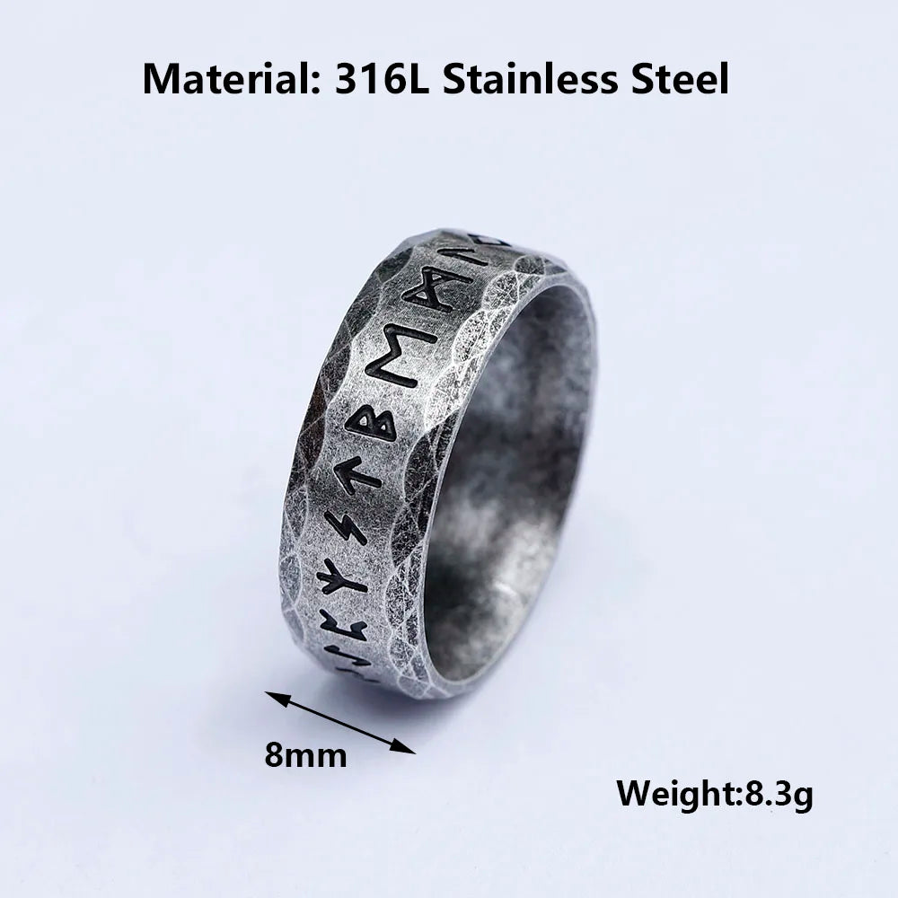 NEW Men's 316L stainless-steel rings retro Odin Viking rune for teen RING Amulet fashion Jewelry Gift free shipping