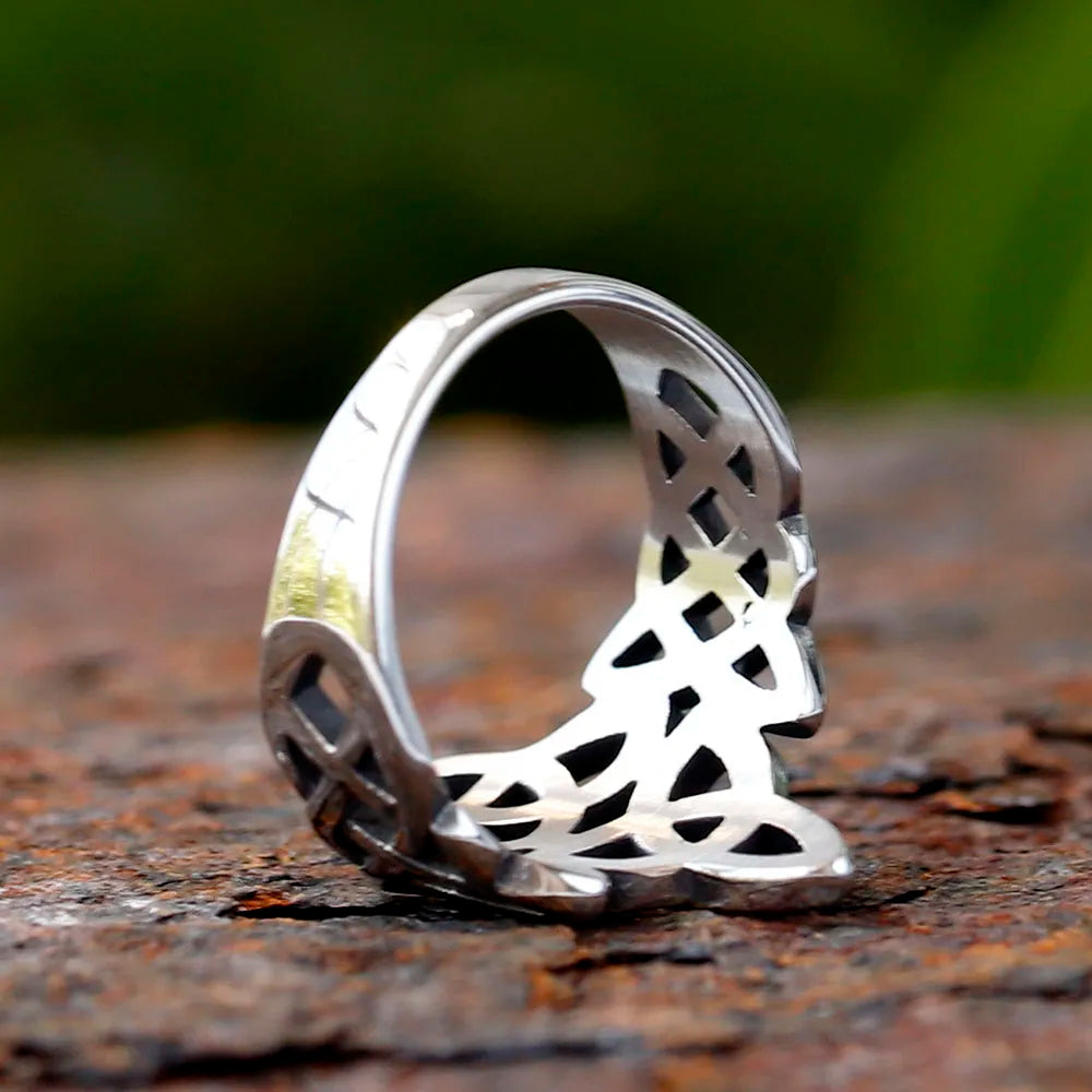 Vintage Hollow Out Mens Stainless Steel Celtic Knot Ring Simple Nordic Trinity Irish Rings for Women Viking Amulet Jewelry Gift