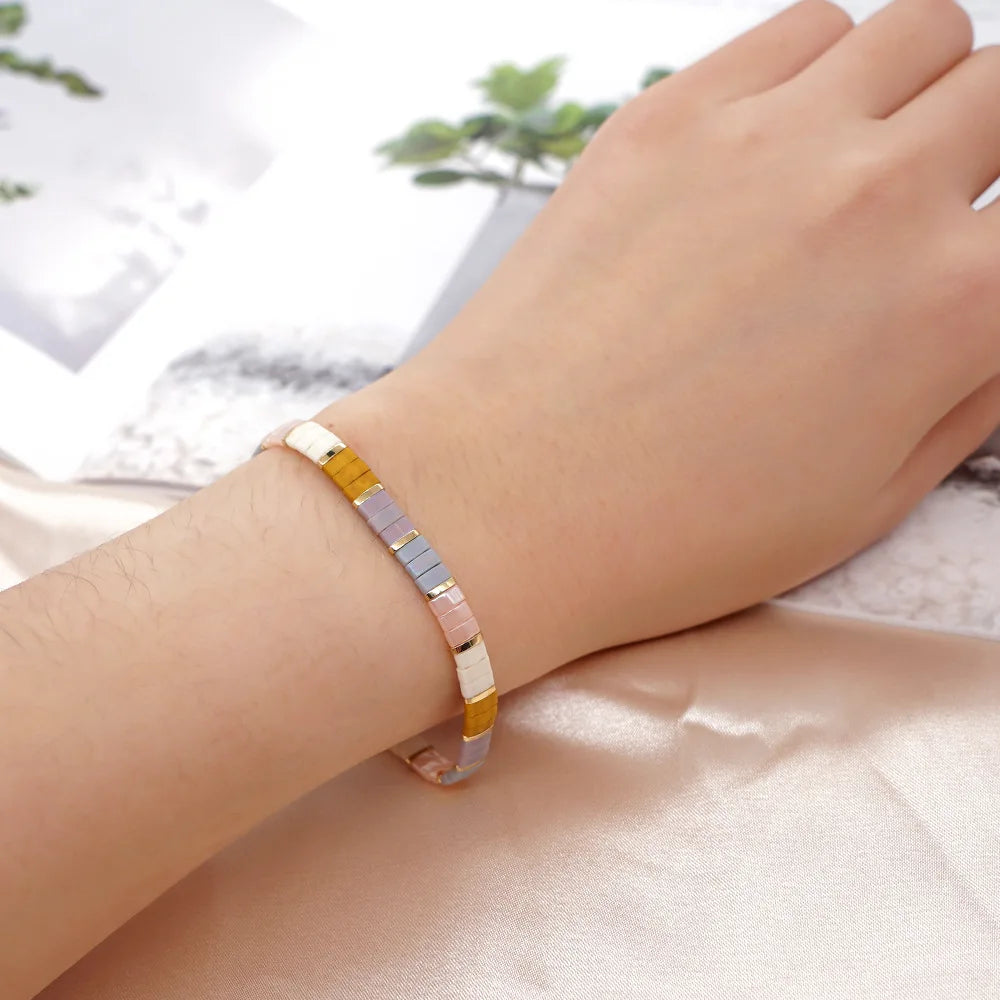 European and American simple national wind Yuxing glass Tila beaded bracelet women's small bracelet