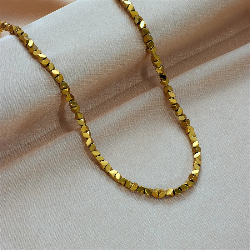 316L Stainless Steel Gold Color Geometric Overlay Necklace For Women Girls Chain Retro Simple Jewelry Party Gift Collier