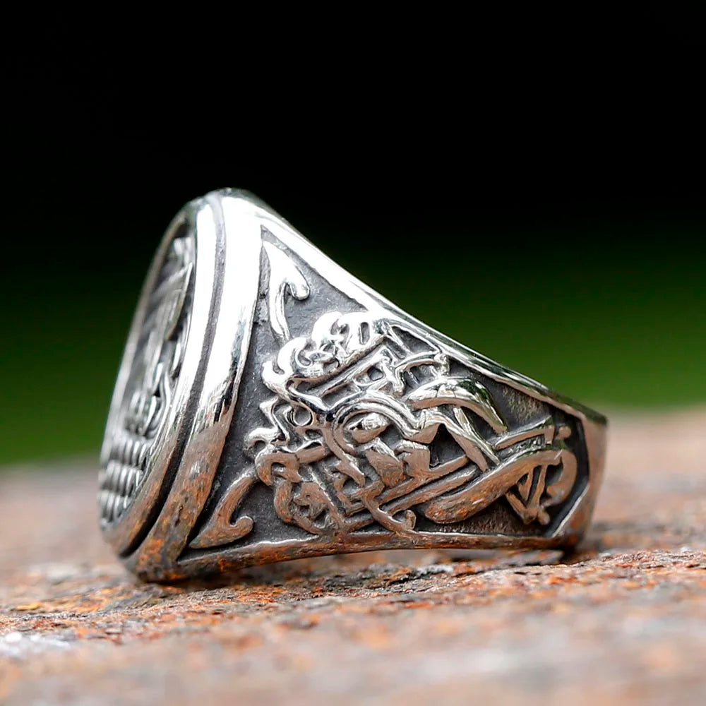 New Design Stainless Steel  Warrior Odin ship ring Amulet Jewelry Fashion Punk High Quality Jewelry for gift