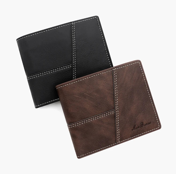 New Wallets Engraving Vintage Card Holder Small Male Purse Slim Coin Pocket PU Leather Wallet For Man