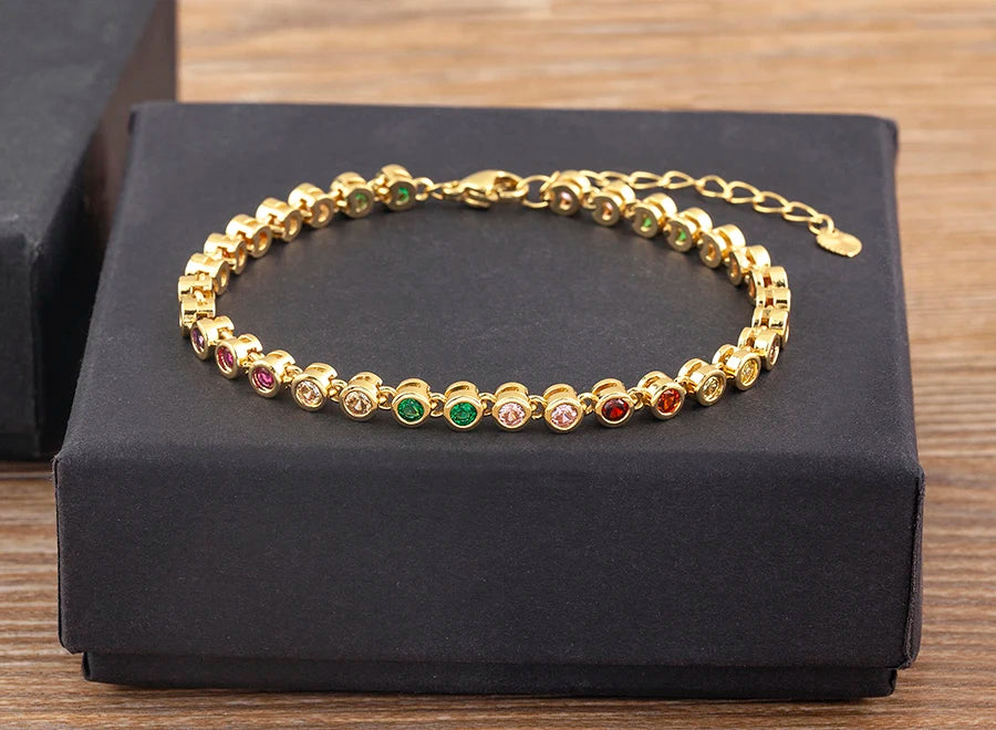 6 Colors Shiny Crystal Bracelet For Women Rhinestone Zircon Charm Wrist Adjustable Bangles Girls Exquisite Jewelry Gift