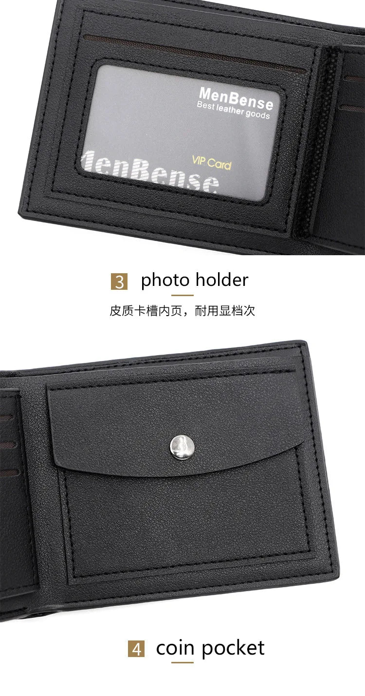 Engraving Men Wallets New Short Zipper Card Holder Quality Male Purse Simple Slim Coin Pocket PU Leather Men's Wallet