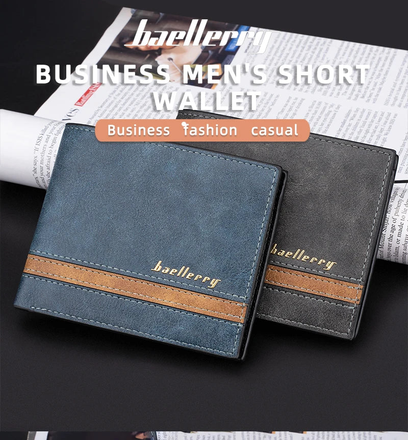 New RFID Short Men Wallets Simple Credit Card Holder Brand Male Wallet Engraving Small Zipper Coin Pocket Men's Purses