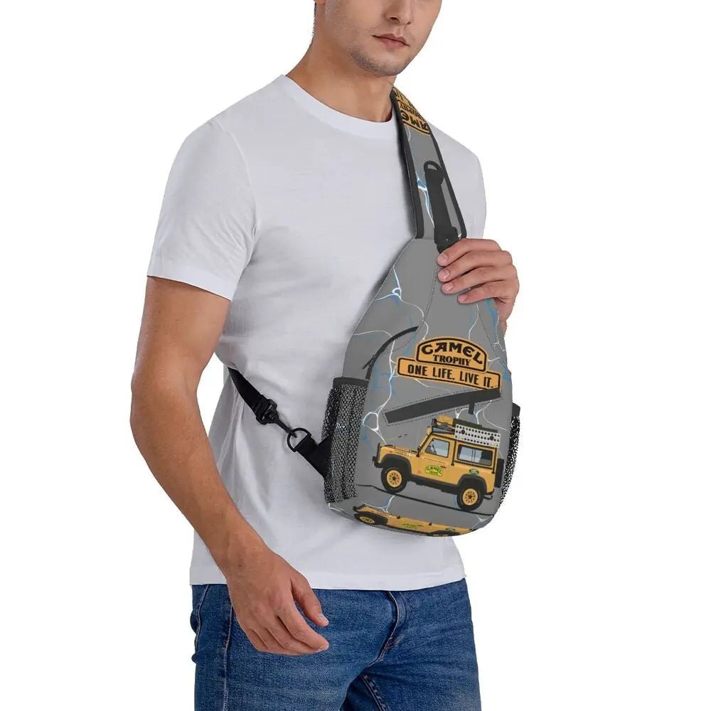 حقيبة ظهر مخصصة للرجال من Camel Trophy Defender 110 Sling Chest Bag Crossbody Shoulder Backpack للسفر اليومي