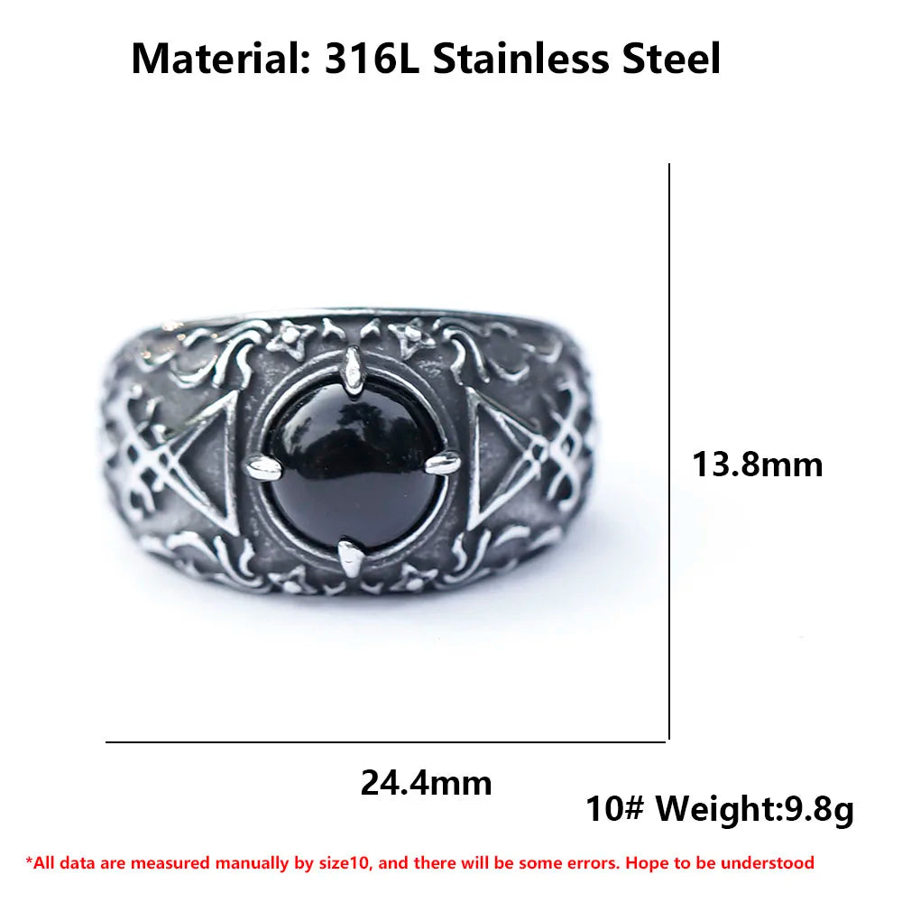 NEW Men's 316L stainless-steel rings Vintage Lucifer Satan Punk Rock Personality Religion Jewelry Gift free shipping