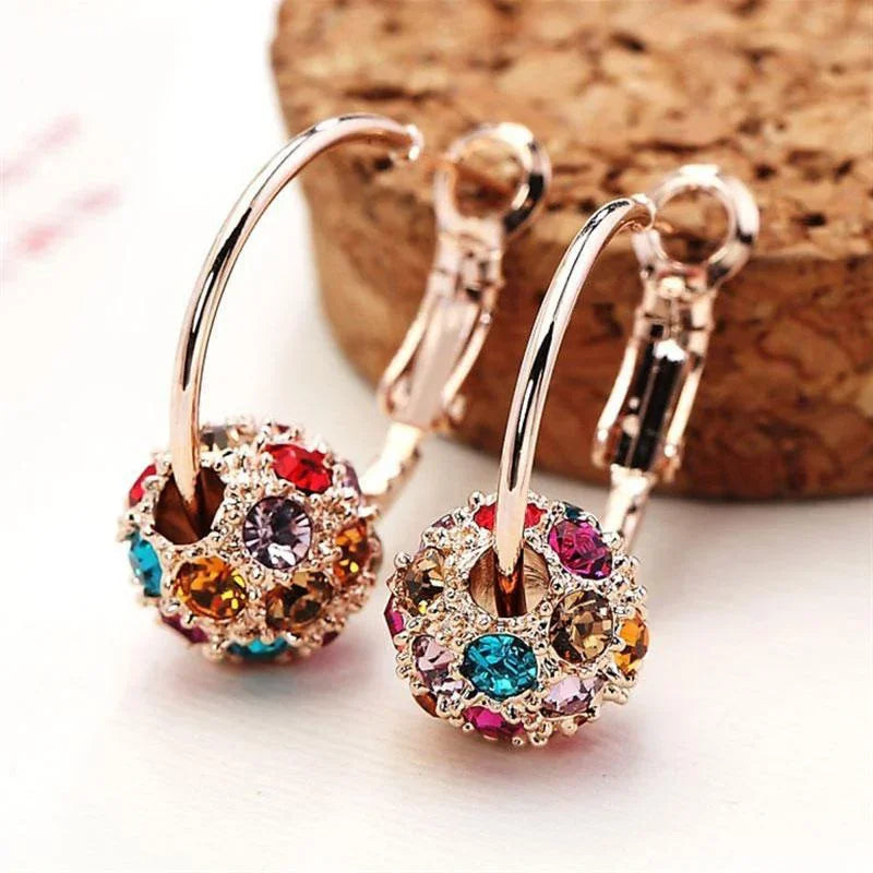 Fashion Women Lucky Beads Crystal Earrings Colorful Balls Women's Creative Inlaid Zircon Wedding Engagement Earrings Jewelry