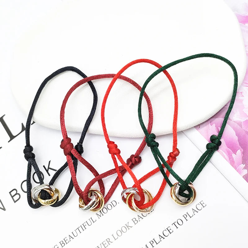 Simple Tricolor Gradient Bracelet stainless steel circle women's bracelet different colors of rope classic popular jewelry