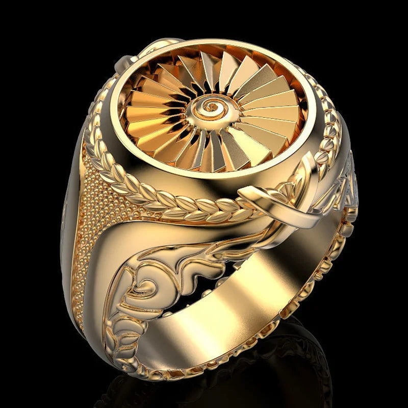 925 Sterling Silver Ring Punk Gear Men's 18K Gold Ring Party Wedding Glamour Jewelry Gift