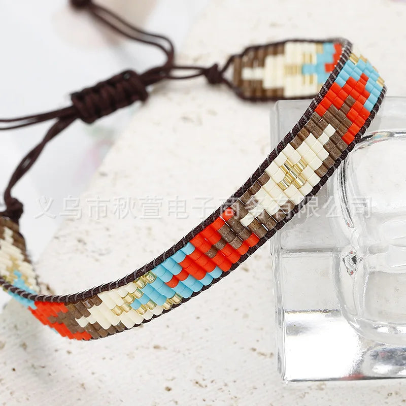 Beaded bracelet Arrow Geometry Originality Design Hand knitting Bohemia Adjustable Tide Simple Rice bead bracelet