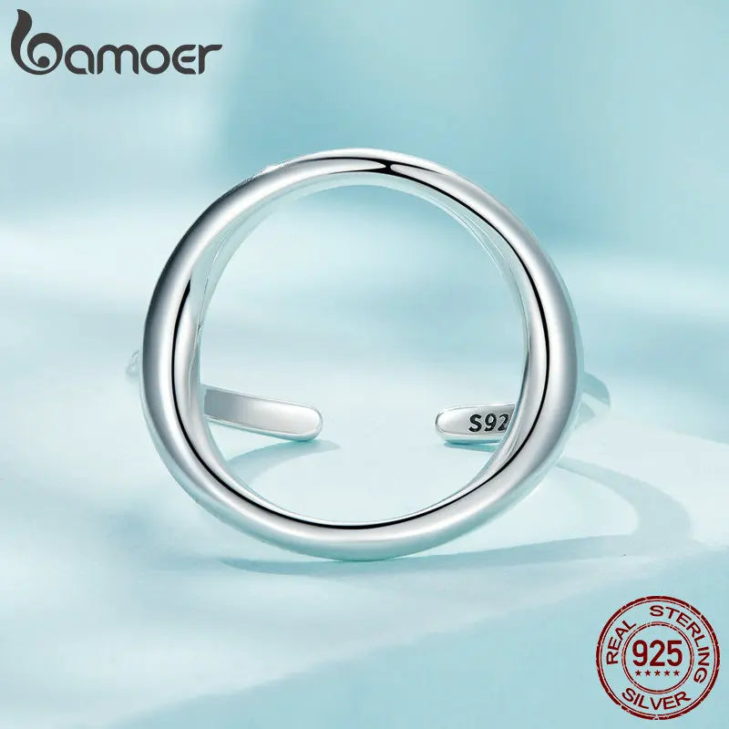 Sterling Silver 925 Simple Minimalist Round Finger Rings for Women Wedding Engagement Statement Jewelry