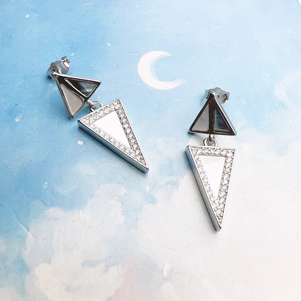 Ear Studs Triangle Geometrical Fine Jewerly For Women Winter New Trendy Gift In 925 Sterling Silver