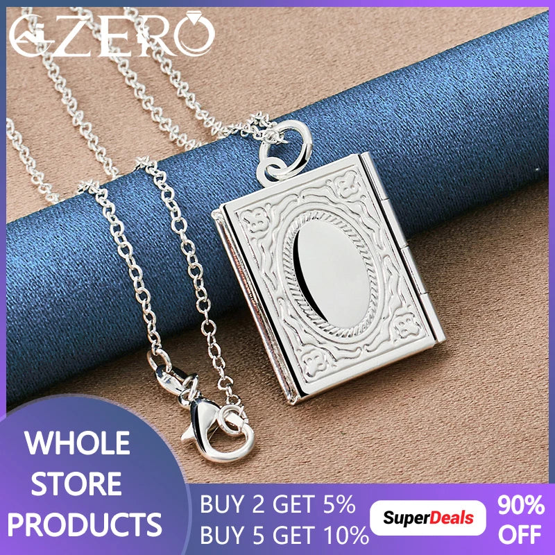 925 Sterling Silver 18-30 Inch Chain Square Photo Frame Pendant Necklace For Women Wedding Party classic fashion Jewelry