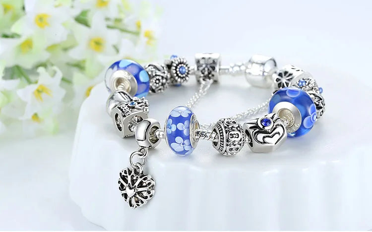 Queen Jewelry Charms Bracelet & Bangles With Queen Crown Beads Bracelet for Women