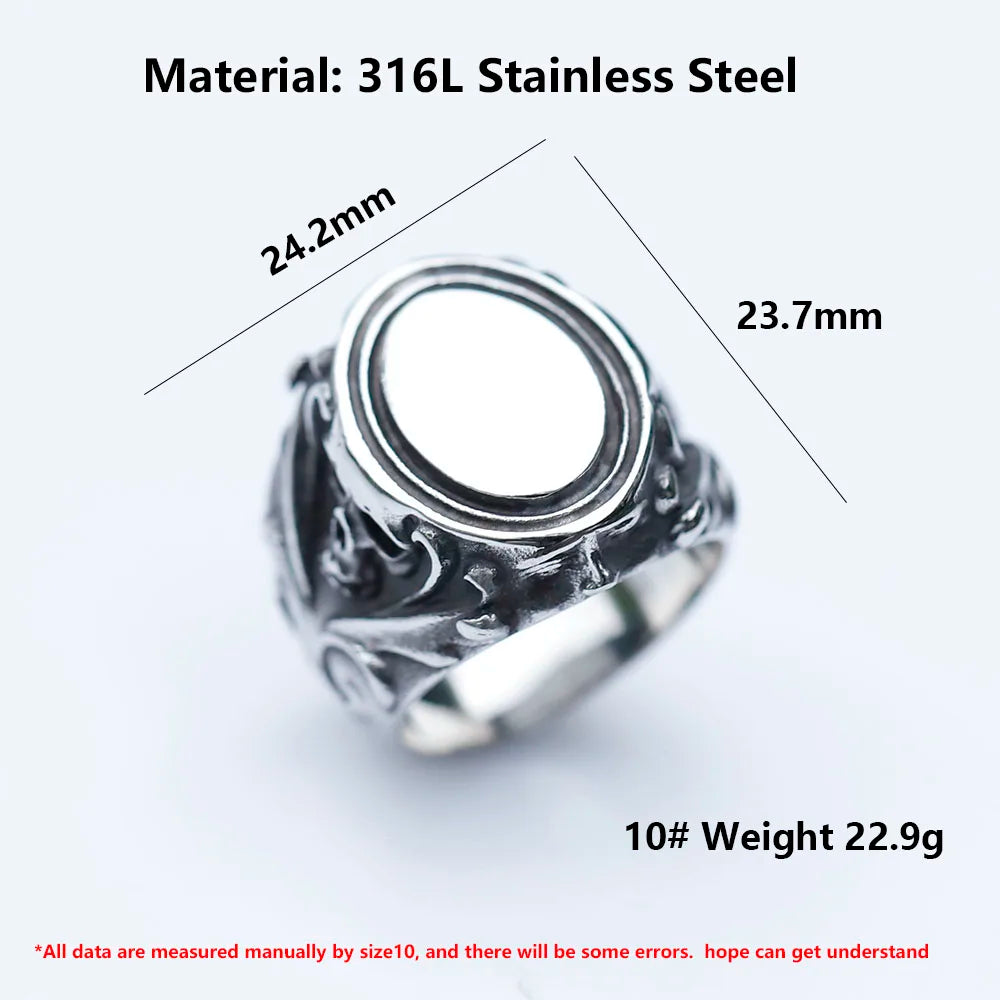 NEW Men's 316L stainless-steel ring skull Gothic ring punk Motorcycl fashion Jewelry Gifts