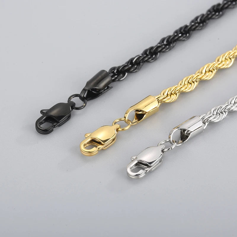 Stainless Steel Bracelets For Women Gold Color Twisted Rope Link Chain Bracelets On the Hand Jewelry Gifts