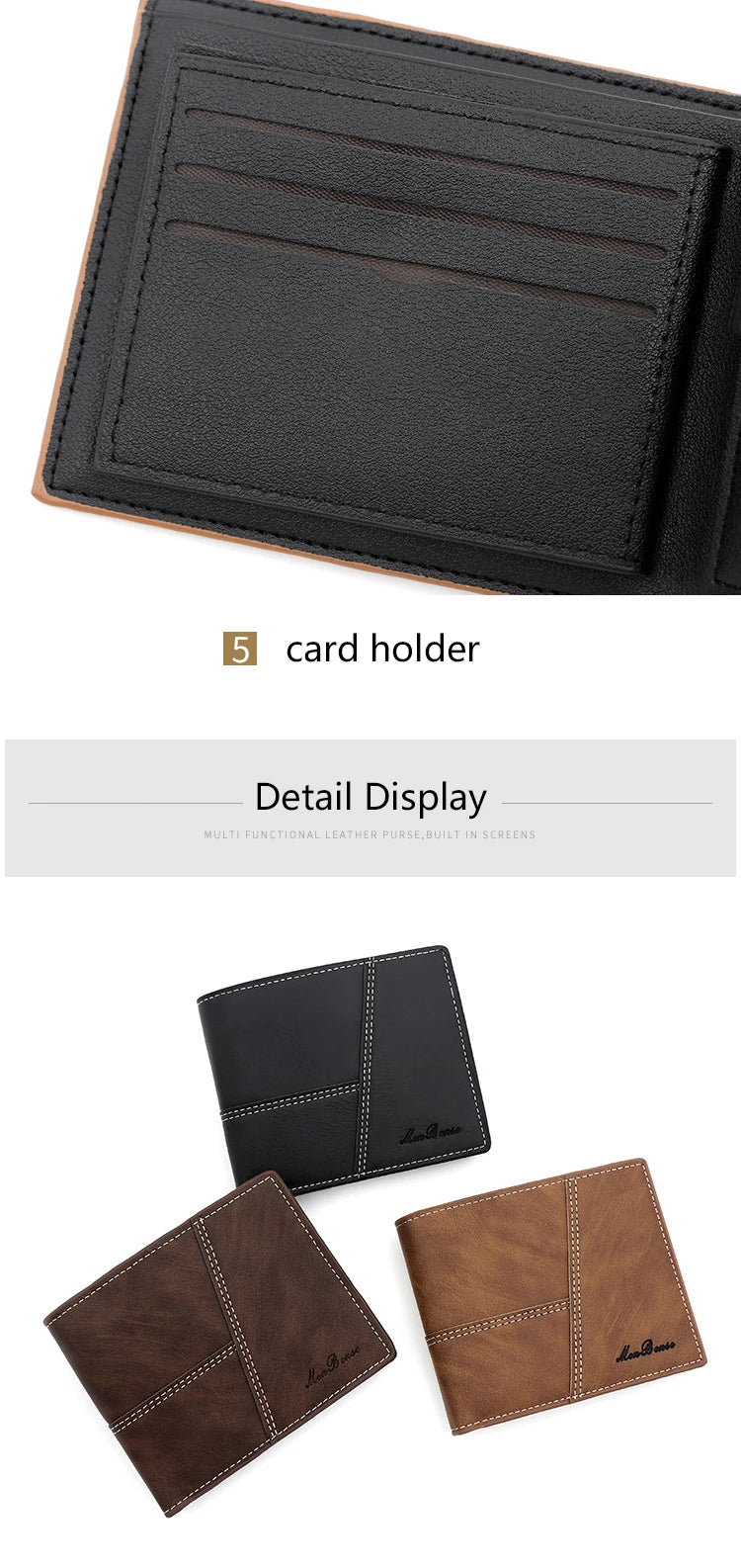 New Wallets Engraving Vintage Card Holder Small Male Purse Slim Coin Pocket PU Leather Wallet For Man