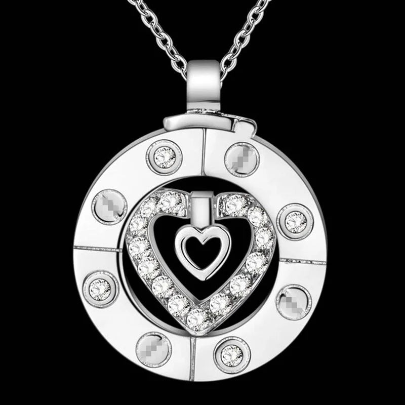 Couple Necklace 925 Silver Heart Circle Women Love Gift Set Chain