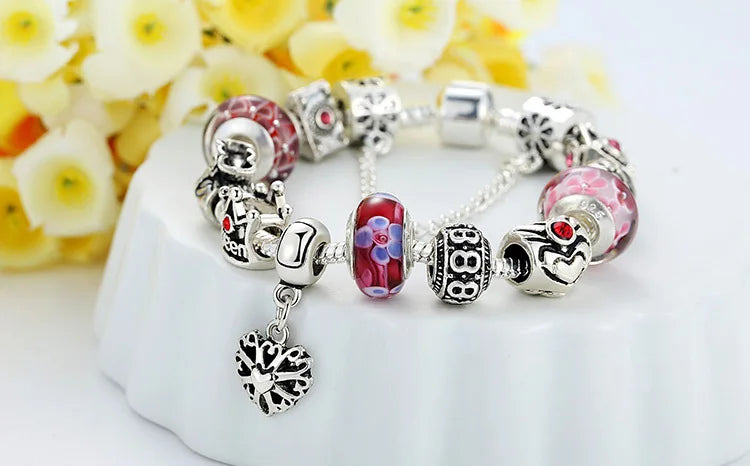 Queen Jewelry Charms Bracelet & Bangles With Queen Crown Beads Bracelet for Women