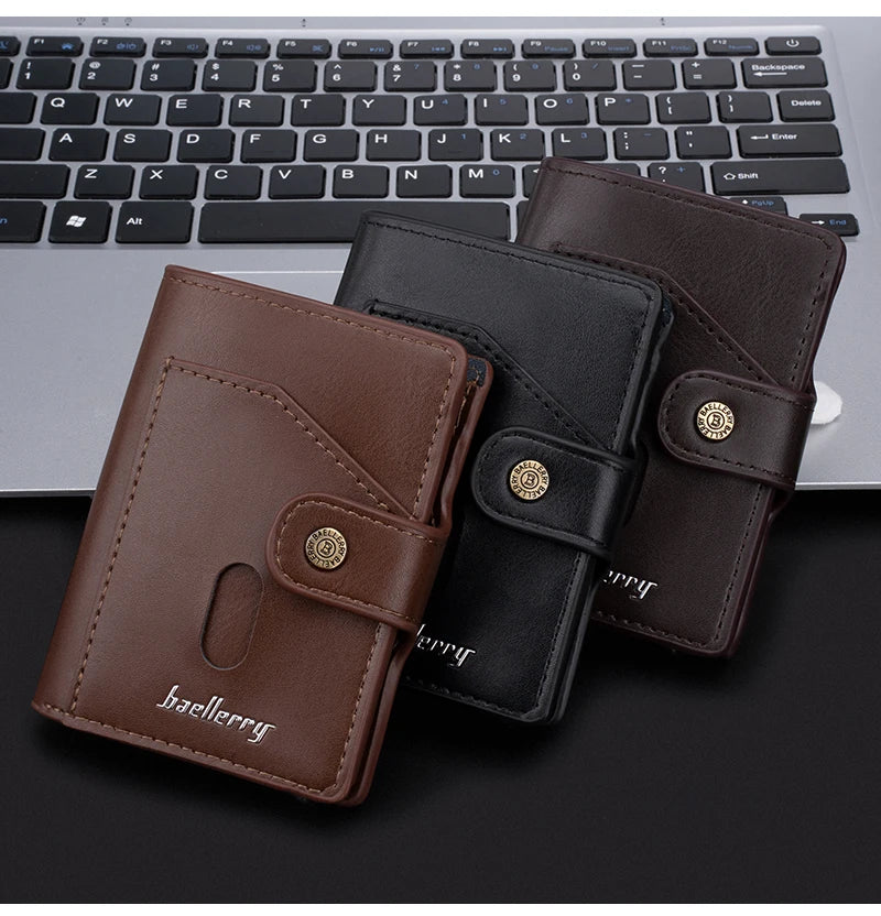 New RFID Mini Slim Men Card Wallets Engraving Popup Card Holder Short Male Purses High Quality Simple Men's Card Cover