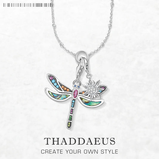 Charm Necklace Dragonfly & Sun Winter New Fashion Bohemia Jewelry Europe 925 Sterling Silver Gift For Women Girl