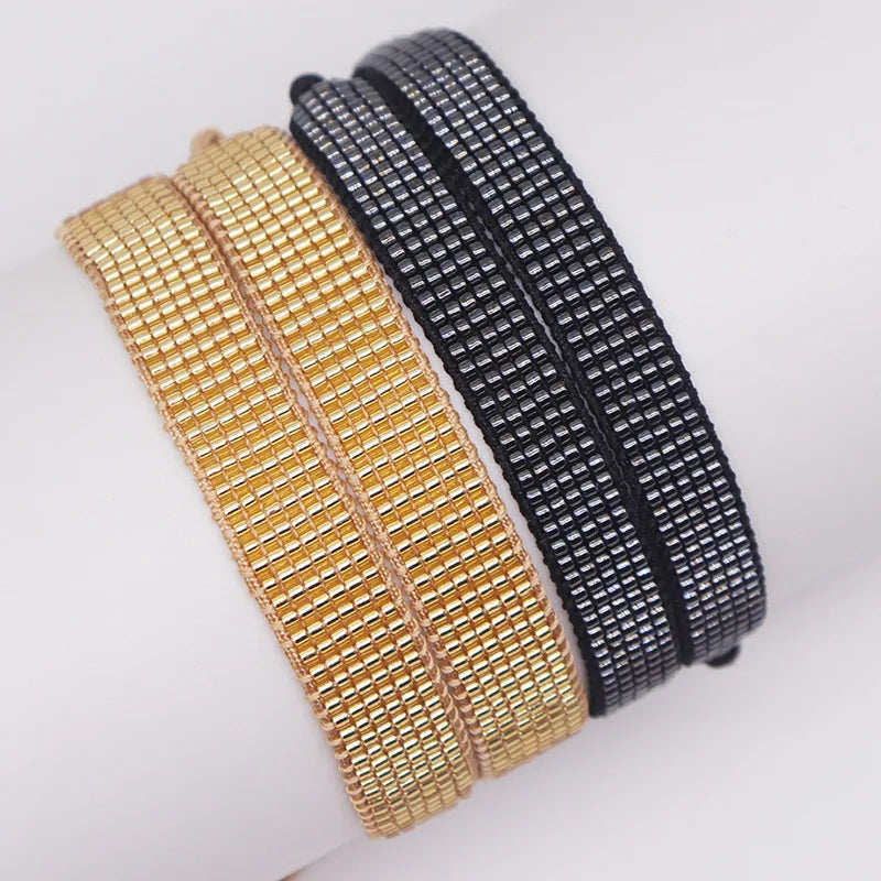 Rice bead bracelet Originality Multilayer Solid color Hand knitting Bohemia Adjustable Fashion Simple Beaded bracelet