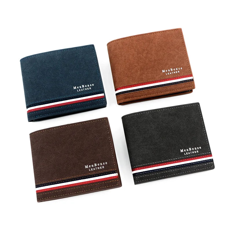 High Quality PU Leather Men Short Wallets Classic Simple Card Holder Men's Purses Photo Holder Small Slim Male Handbags