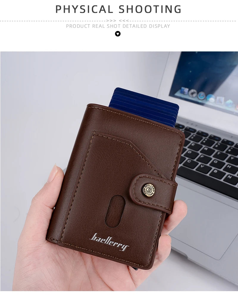 New RFID Mini Slim Men Card Wallets Engraving Popup Card Holder Short Male Purses High Quality Simple Men's Card Cover