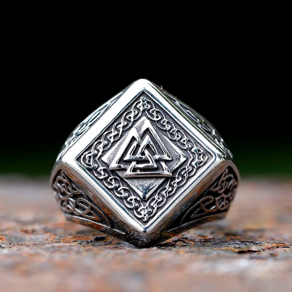 New Vintage 316L Stainless Steel Val Knut Amulet Ring Punk Men Unisex Jewelry For Party Gift