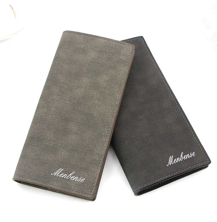 New Long Men Wallets Name Customized Long Clutch Bag Thin Men's Wallet Luxury PU Leather Card Holder Classic Frosted Male Purses