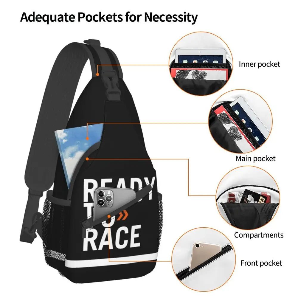 Racing Sport Motorcycle Rider Ready To Race Sling Crossbody Backpack Men Shoulder Chest Bags for Traveling