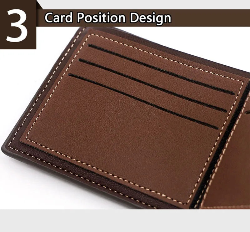 High Quality PU Leather Men Short Wallets Classic Simple Card Holder Men's Purses Photo Holder Small Slim Male Handbags