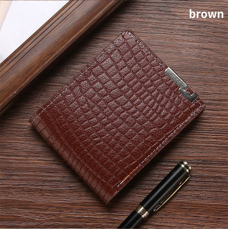 New Super Slim Wallet PU Leather Credit Card Wallet Purse Card Holders Men Wallet Thin Small Short Alligator Print Wallets