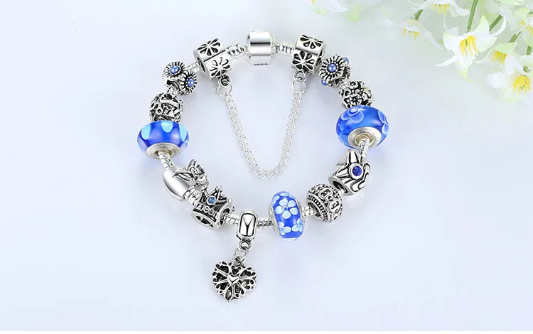 Queen Jewelry Charms Bracelet & Bangles With Queen Crown Beads Bracelet for Women