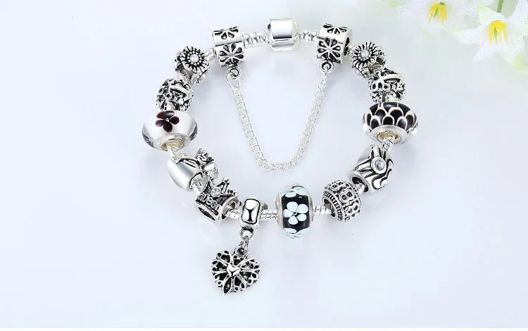 Queen Jewelry Charms Bracelet & Bangles With Queen Crown Beads Bracelet for Women