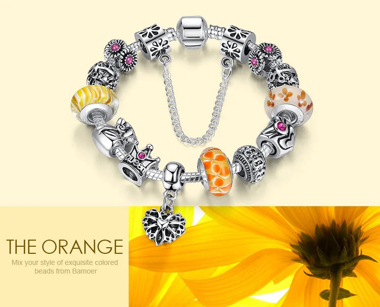 Queen Jewelry Charms Bracelet & Bangles With Queen Crown Beads Bracelet for Women