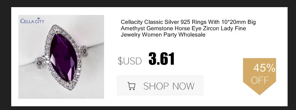 Cellacity Classic Silver 925 Jewelry Amethyst Silver Rings For Women With Oval Shaped Gemstones Engagement Female Gift Wholesale