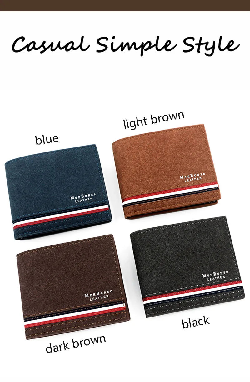 High Quality PU Leather Men Short Wallets Classic Simple Card Holder Men's Purses Photo Holder Small Slim Male Handbags