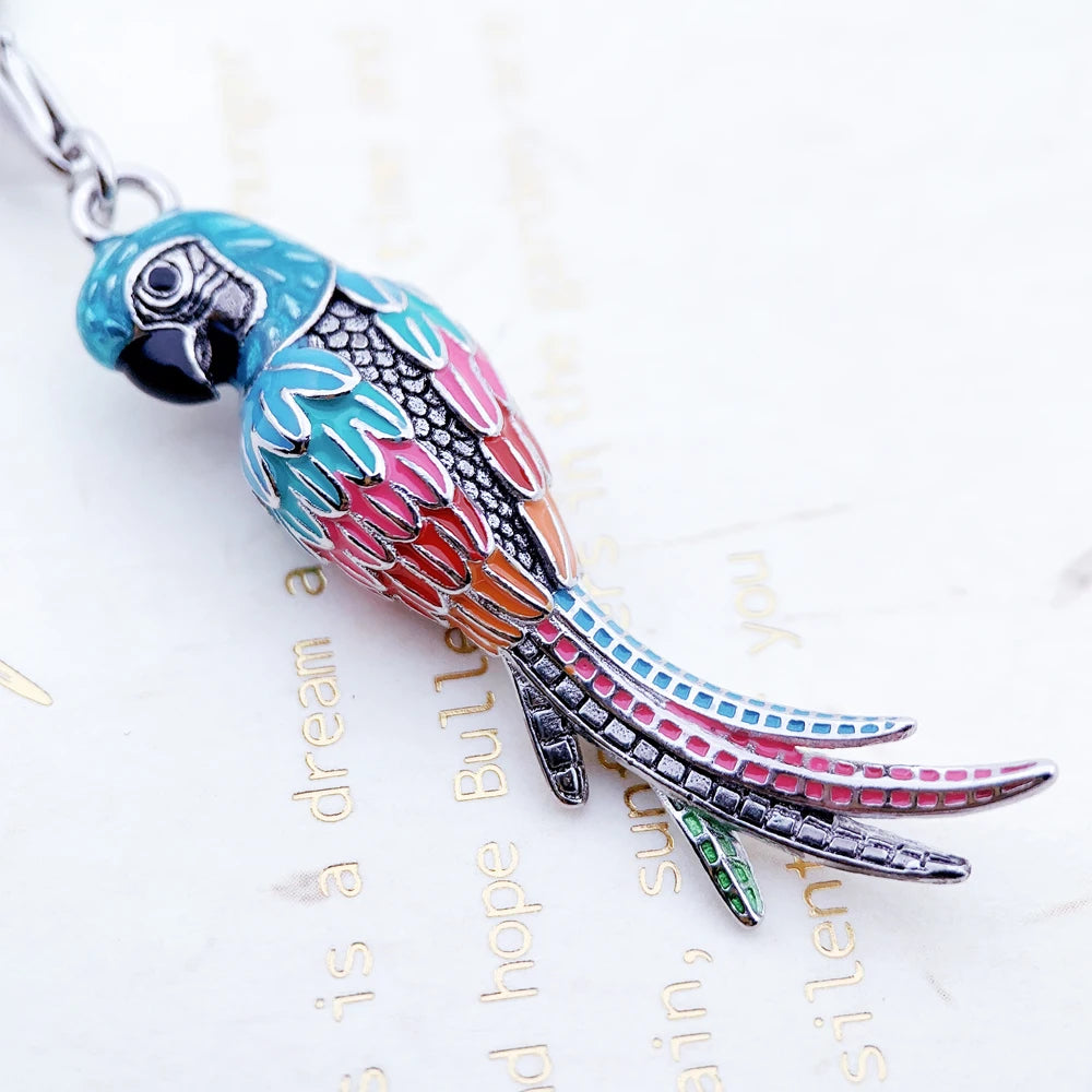 Charm Necklace Parrot Spring Brand New Fashion Jewelry Europe 925 Sterling Silver Link Chain Gift For Women Girls