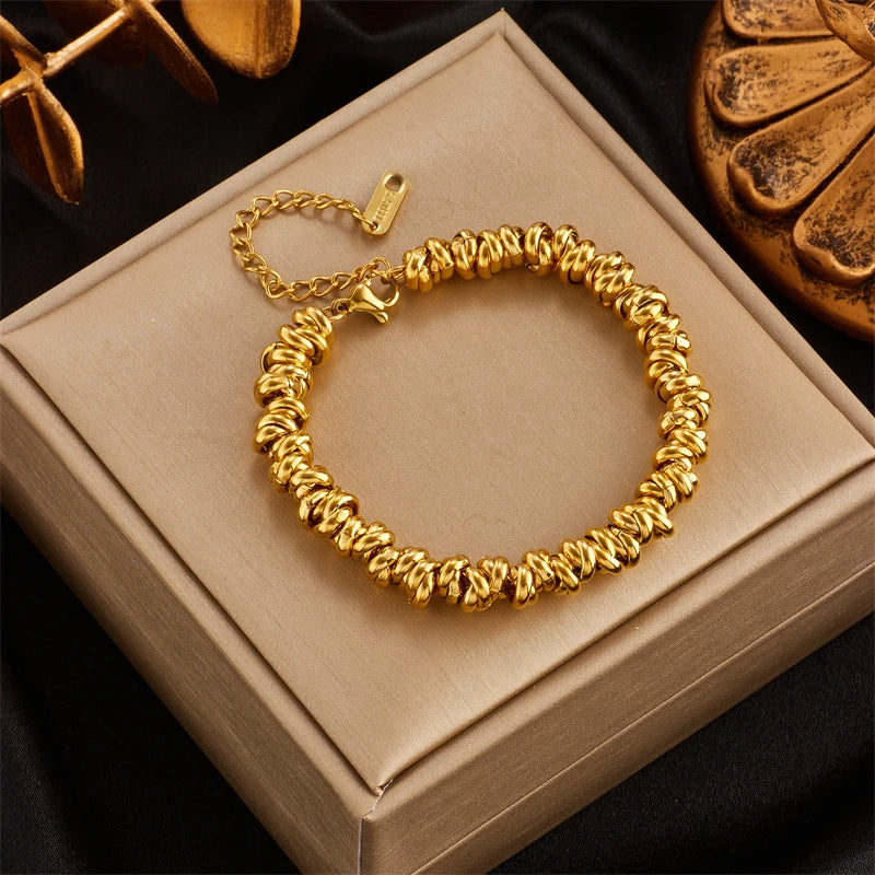 316L Stainless Steel Gold Color Annularity Bracelet For Women Luxury Designer Fashion Girls Body Jewelry Gifts