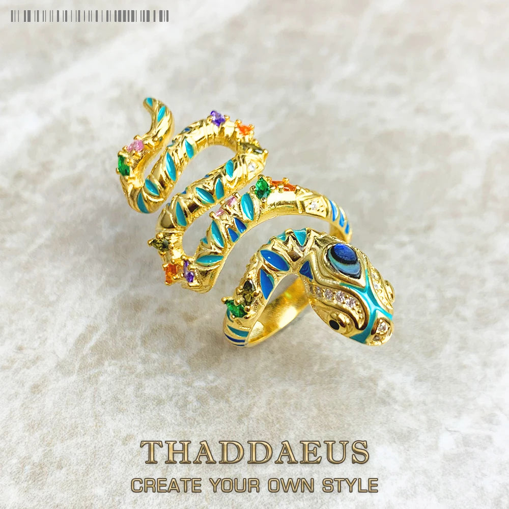 Bright Golden Snake Pave Ring,Europe Style Bohemia Fine Jewerly For Women,New Gift In 925 Sterling Silver