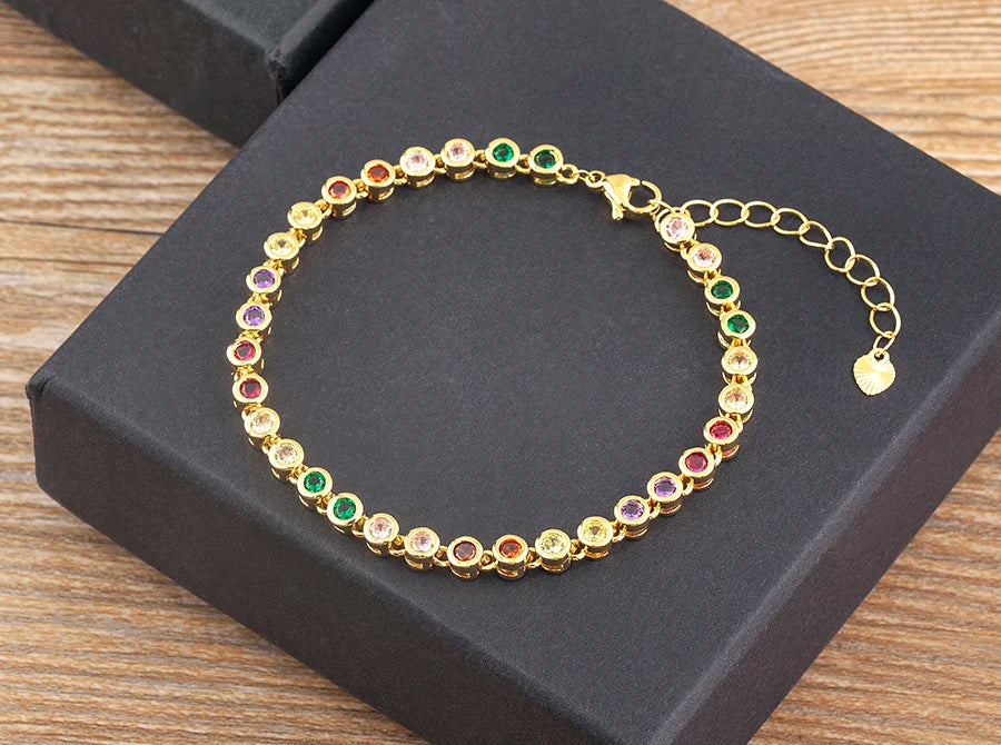 6 Colors Shiny Crystal Bracelet For Women Rhinestone Zircon Charm Wrist Adjustable Bangles Girls Exquisite Jewelry Gift