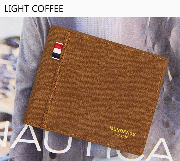 Men Wallets Classic Luxury Slim Card Holder Engraved Short Male Purses High Quality PU Frosted Leather Men's Wallet