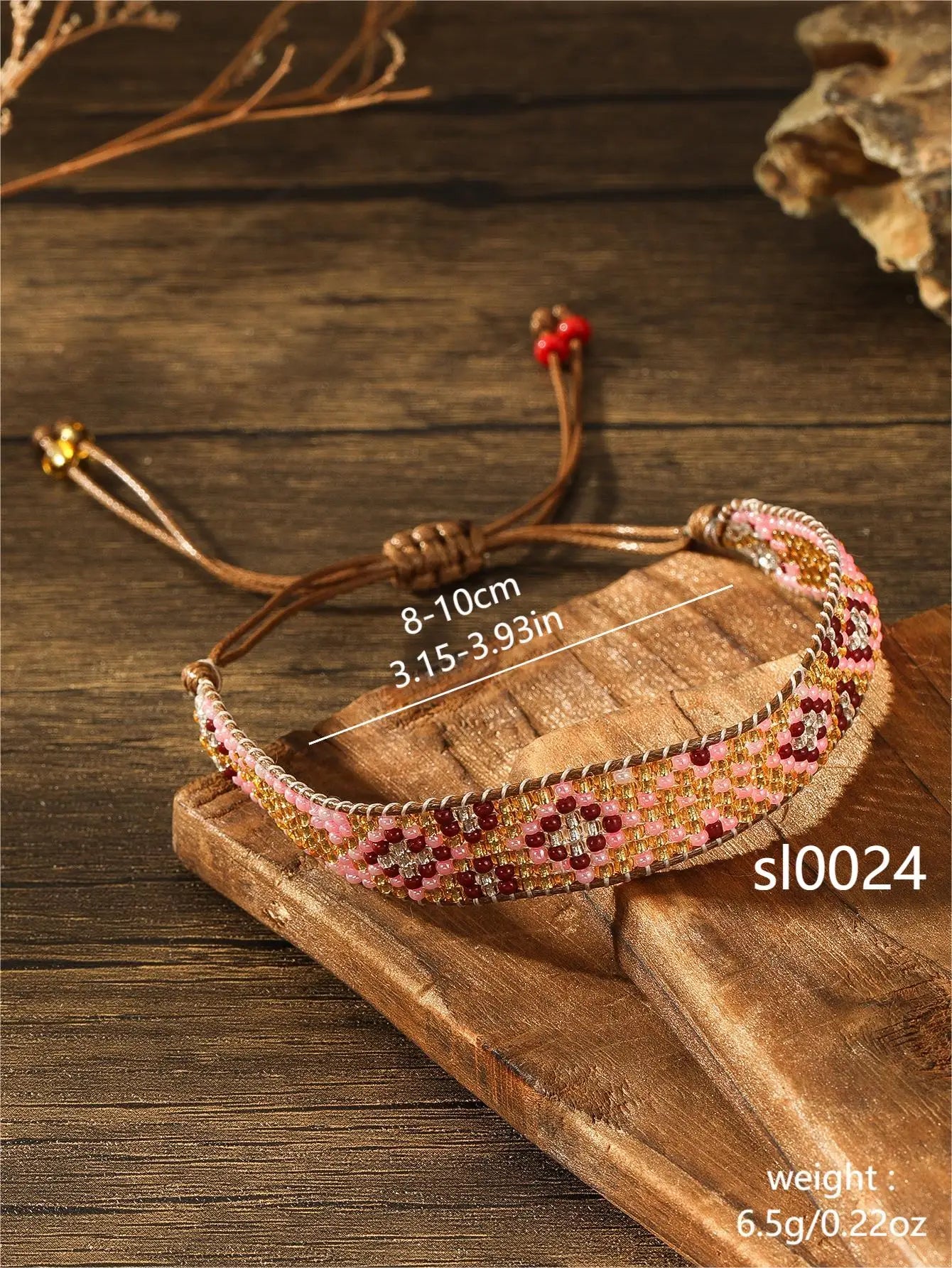 Handmade Bohemian Vintage Style Glass Rice Bead Bracelet with Geometric Patterns for Festival Gifts for Women