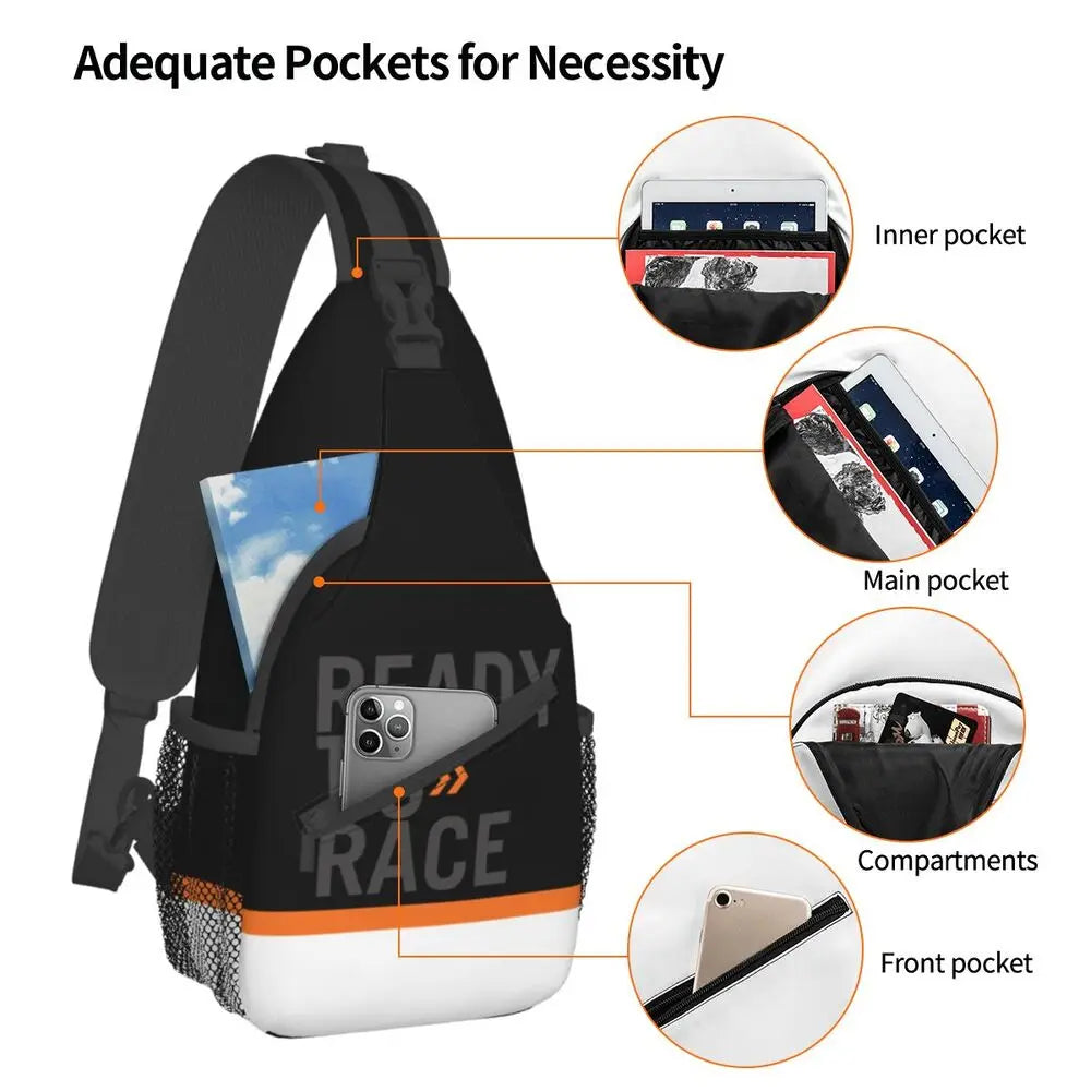 Racing Sport Motorcycle Rider Ready To Race Sling Crossbody Backpack Men Shoulder Chest Bags for Traveling