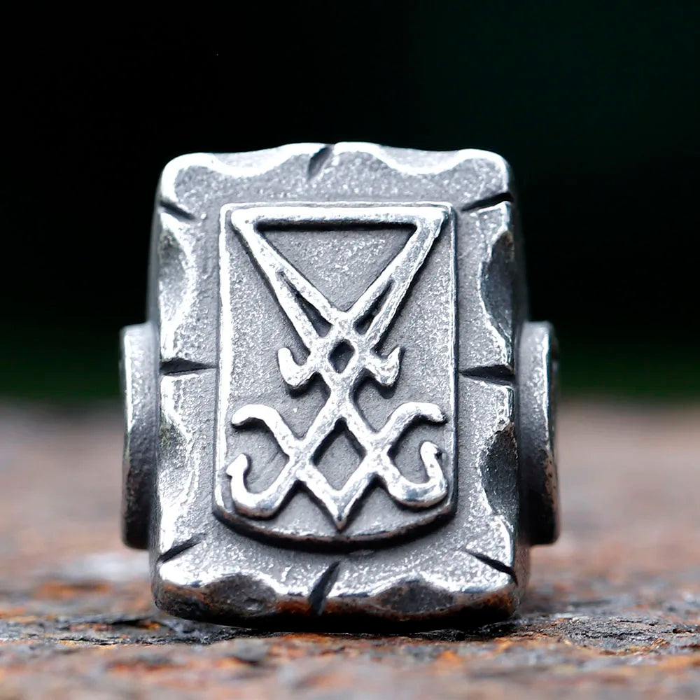 New 2024 Fashion Stainless Steel vintage sigi Lucifer satan Ring Men punk Rings  Band Jewelry Gift free shipping